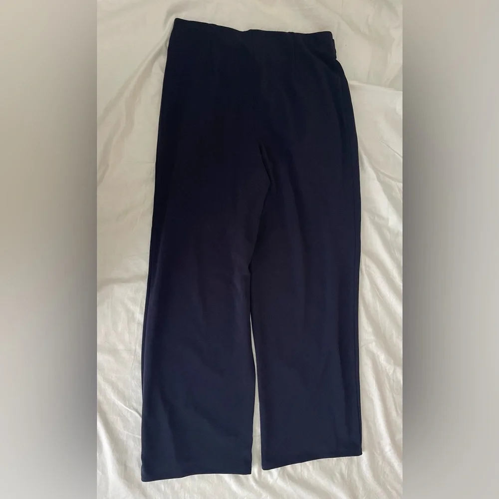 H&M Navy Wide-Leg High-Waist Trousers with Gold Buttons size medium - Picture 6 of 7